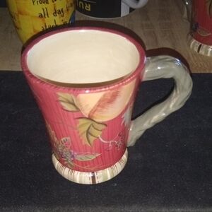 Set Of Two Floral Red Ceramic Mug (TRACY)